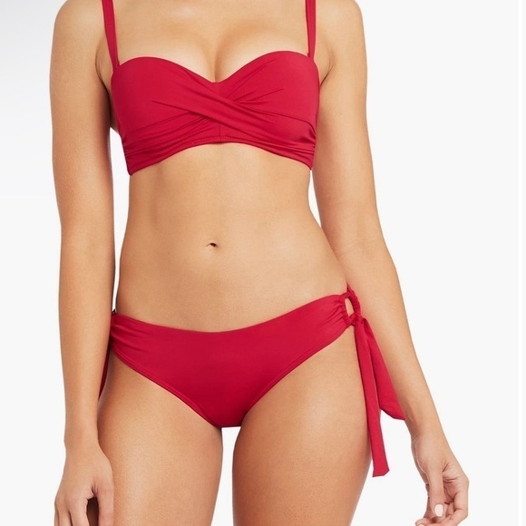 NWT Sea Level Swim Eco Essentials Tie Side Red Bikini Bottom - Picture 2 of 4